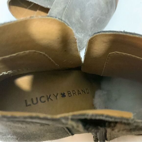 Lucky Brand Yabba Women's Ankle Wedge Booties Size 5.5 M, Gray Leather - Picture 13 of 15